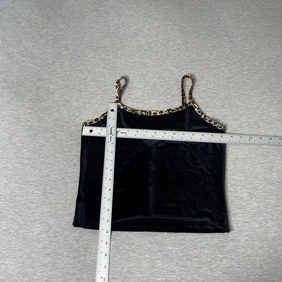 Rave City Vintage 90’s Velour Leopard Trim Cami Tank Top - Picture 3 of 7